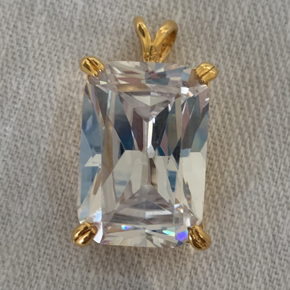 Gold Tone Large CZ Pendant